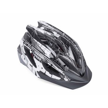 Шлем спортивный AUTHOR Saber 142 Inmold с сеточкой,17 отверстий (52-58см) черно-бело-серый 8-9001460