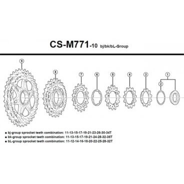 Звезды для кассеты велосипедные Shimano Deore XT M771-10, (18-20-22T), BL Y1YR98040
