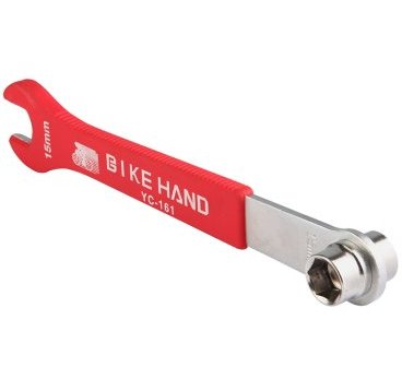 Ключ для педалей 14/15мм BIKE HAND YC-161, накидной + 15мм шлицевой, YC-161