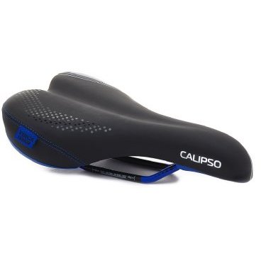 Велосипедное седло Vinca Sport 260*160 мм, европодвес, черное с синим, VS 04 calypso black/blue