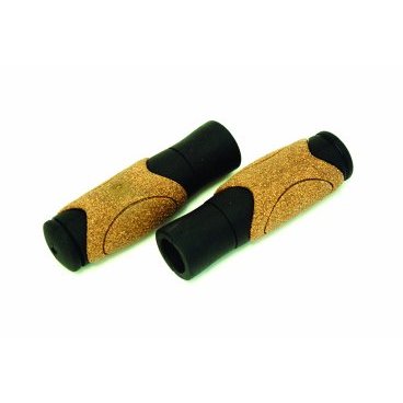 Ручки CLARK`S С82-CORK на руль, резиновые, с корковыми вставками, 125 мм, черно-коричневые, 3-193