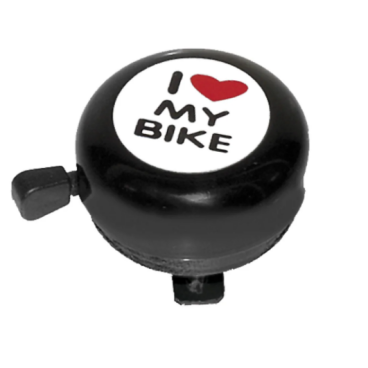Звонок велосипедный M-WAVE I love my bike, детский, сталь, черный, с рисунком, 5-420190