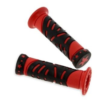 Рукоятки для руля KIDS, 95 мм, двухкомпонентные, STAR, красный/черный