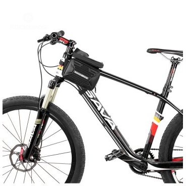 Сумка велосипедная Rockbros, с чехлом для телефона, 1.5 л, на липучках, черный, B53