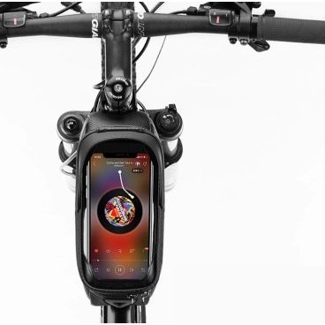 Сумка велосипедная Rockbros, на раму, 1.5 л, с чехлом для телефона, черный, B68-1