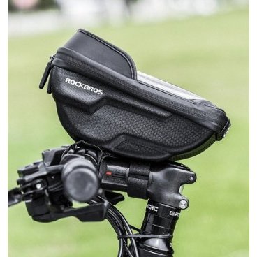 Сумка велосипедная Rockbros, на руль, с чехлом для телефона, 195 x 103 x 73 мм, черный, B70