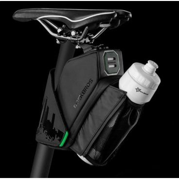 Сумка велосипедная Rockbros, на подседельный штырь, с карманом для бутылки, черный, C26-BK