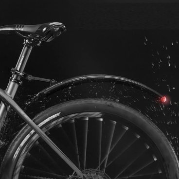 Крылья велосипедные Rockbros, пара, пластик, складные, с фонариком, черный, DNB-1001