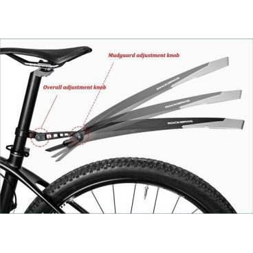 Крылья велосипедные Rockbros, комплект, пластик, 26/27.5", черный, DNB-890