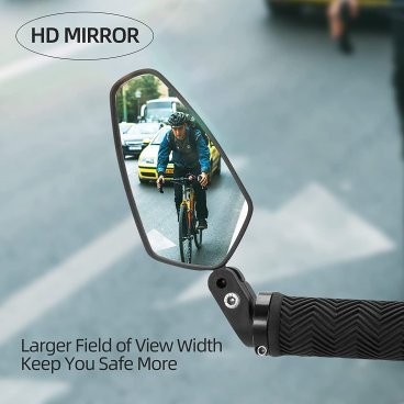 Зеркало велосипедное RockBros, акриловое, заднего вида, 6×11 см, длина ручки 5 см, черный, FK-211