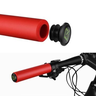 Грипсы велосипедные Rockbros, силиконовая пена, 130 мм, красно-черный, GMBT1001RD