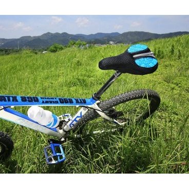 Накладка на седло велосипеда Rockbros, гель/силикон, пена, черный/синий, LF1034BL