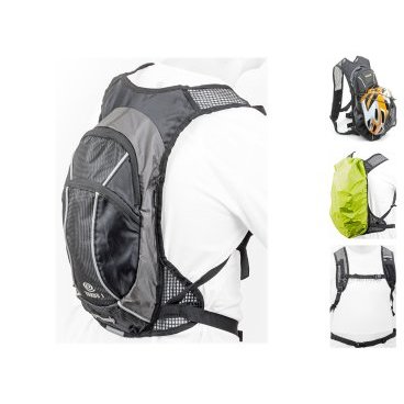 Рюкзак спортивный AUTHOR TURBO GSB V=6л черно-серый + желтый чехол от дождя 8-8100270