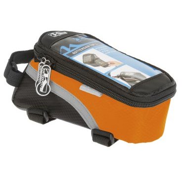 Сумочка-чехол-бокс велосипедная M-WAVE, для смартфона, 170х80х80 мм, с влагозащитой, черно-оранжевая, 5-122557