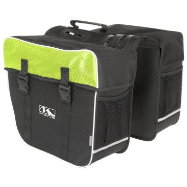 Велосипедная сумка  "штаны" M-WAVE, на багажник "2в1", V=30л, черно-зеленая, 5-122805