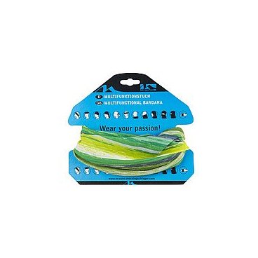 Бандана M-WAVE дышащая полиэстер с микрофиброй 24х48смGREEN STRIPES зеленая в полоску 5-715171