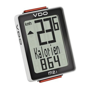 Велокомпьютер VDO M2.1, 8 функций, проводной, черно-белый,  4-30020