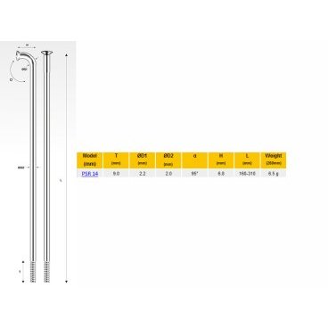 

Спицы Pillar PSR 14, 266 мм, серебристые, PSR 14 (PSR Standard)