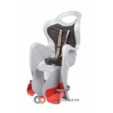 Детское велокресло на багажник BELLELLI Mr Fox Clamp заднее, до 7лет/22кг, серебряное 01FXM00007