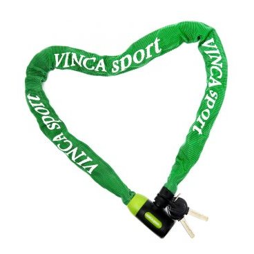 Велосипедный замок Vinca Sport, цепь, на ключ, тканевая-оболочка, 6 х 1000мм, зеленый, VS 101.759 gr купить на ЖДБЗ.ру