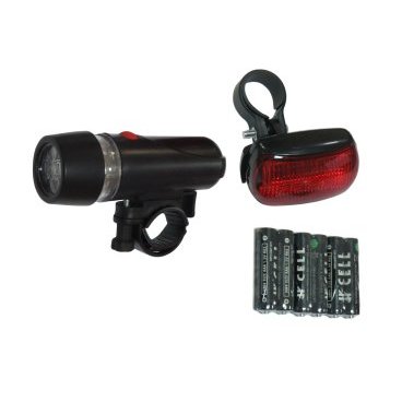 Комплект фонарь+фара SUNTEK SH-203B+SH-103, 3 режима, черный, батарейки, SH-203B103