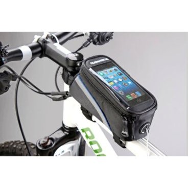 Велосумка MINGDA на раму L20хH9,5хW9, с отделением для смартфона, окошко 4,8, на липучках, 12496-L