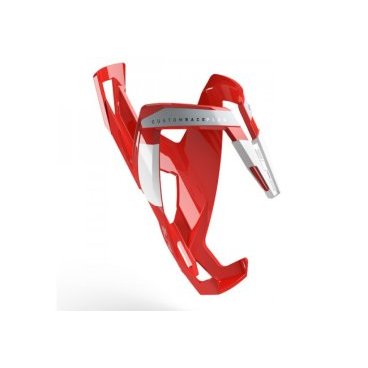 Велосипедный флягодержатель Elite Custom Race Plus, fiberglass, красный, белый рисунок. EL0140616
