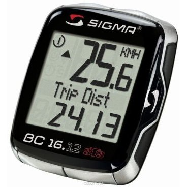 Велокомпьютер Sigma Sport BC 16.12 STS, 16 функций, беспроводной, черно-серебристый, 06130