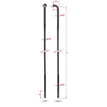 Спица Rodi Double Butted Oxidised, черный, без ниппеля, 2,0x1,8x2,0X286 мм, 7RC1920286