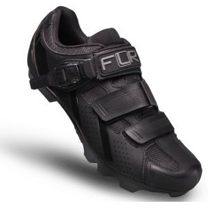 Велотуфли FLR F-65, MTB, искуственная кожа, 2 липучки+застежка, черные, 15-529