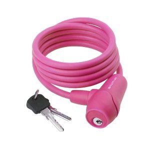 Велосипедный замок M-WAVE тросовый, на ключ, 8 х 1500 мм, розовый (60)  5-231018