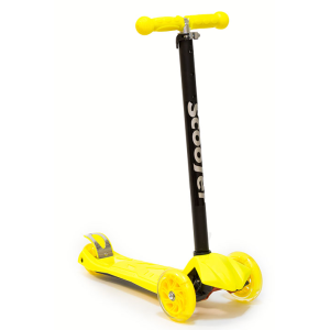 Самокат Scooter ELEOS, детский, четырехколесный, светящиеся колеса, желтый, разборной, SKL-07-детский