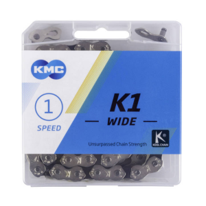 Цепь велосипедная KMC BMX 1/2"х1/8" K1 KOOL, 100 звеньев, 9,4 мм, с замком, 1 скорость, 5-303795 от Vamvelosiped