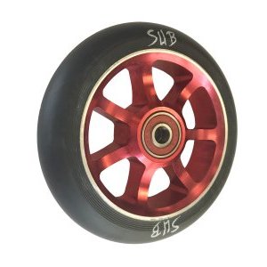 Колесо для трюкового самоката SUB, подшипник ABEC9, фрезерованое. алюминий, 100 мм, красно- черное,