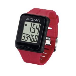 Пульсометр SIGMA iD.GO, часы, 3 функции, водонепроницаемый, есть секундомер, нагрудный датчик, красный, rouge, SIG_24530