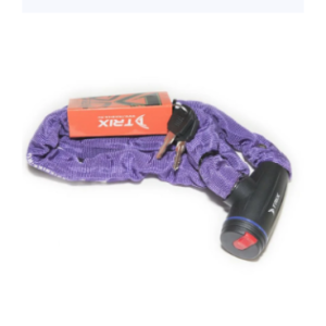 Велосипедный замок TRIX, цепь, на ключ, тканевая-оболочка, 6×1200, пурпурный, GK105.308