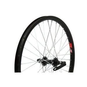

Колесо велосипедное переднее, 20", BMX, обод MX-25, алюминиевый сплав, втулка KT-135F, ось 12мм, черный