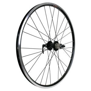 

Колесо велосипедное 26" TRIX, задний, AL, двойной, Disk, 8-10 скоростей, QR, промподшипник, D-17 (26) black/об.лента