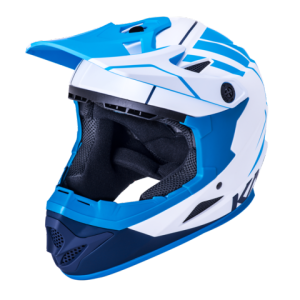 Шлем Full Face DH/BMX KALI Zoka YOUTH, 6 отверстий, Mat Wht/Blu/Nvy (белый-синий-голубой), ABS, 02-10620142