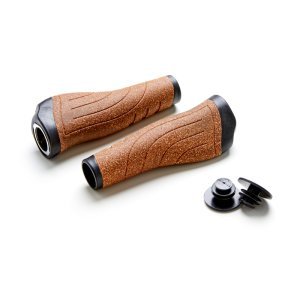 Грипсы велосипедные CLARK`S CE234-CORK, корковые, эргономичные, 130мм, внутренний фиксатор, черно-коричневые, 3-195