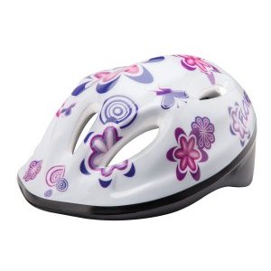 Шлем велосипедный детский Stels MV-5-2, белый с цветами
