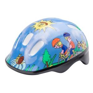 Шлем велосипедный детский Stels MV-6-2, синий с пейзажем