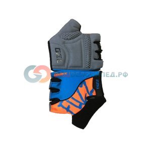 Велоперчатки FUZZ X-SERIES, с петельками, голубо-оранжевый