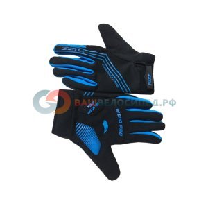Велоперчатки FUZZ WIND PRO, длинные пальцы, утепленные, черно-синий