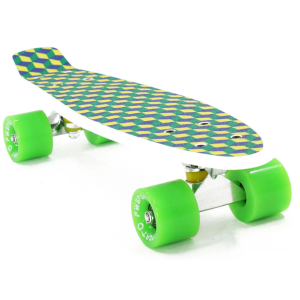 Скейтборд PWS Print Grip 3D, 22", ABEC-7, белый/зеленый, Grip37796