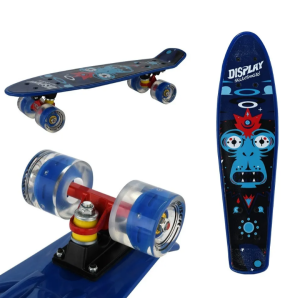 Скейтборд RGX Print Display, 22", светящиеся колеса, подвеска - Alu, ABEC-7, синий, PNB-07-203