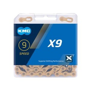 Цепь велосипедная KMC X9, 9 скоростей, 114L, золотистый, BX09TI114 от Vamvelosiped