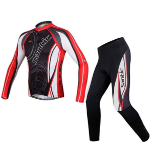 Велокостюм Santic, длинный рукав, велорейтузы, размер L, черно-бело-красный, WMCT023L