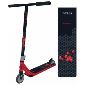 Самокат трюковый XAOS Cube Red 110 мм, двухколесный, подростковый 8+, черный/красный, 2021, SX18552