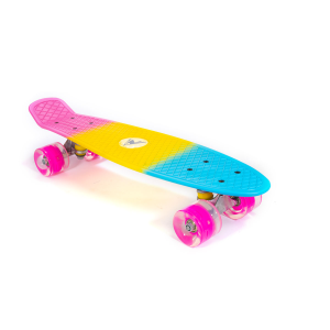 Скейтборд мини TRIX, 22" (56 см), пластик, голубой/желтый/розовый, SKTX002PNBYP